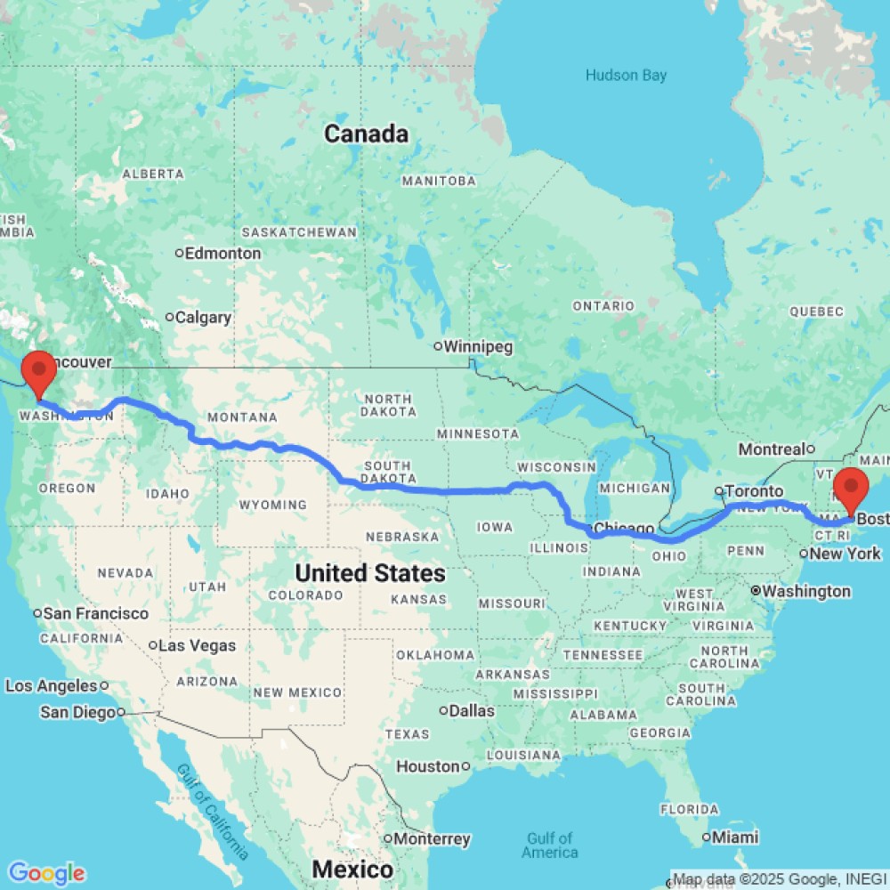 Trip between Seattle and Boston