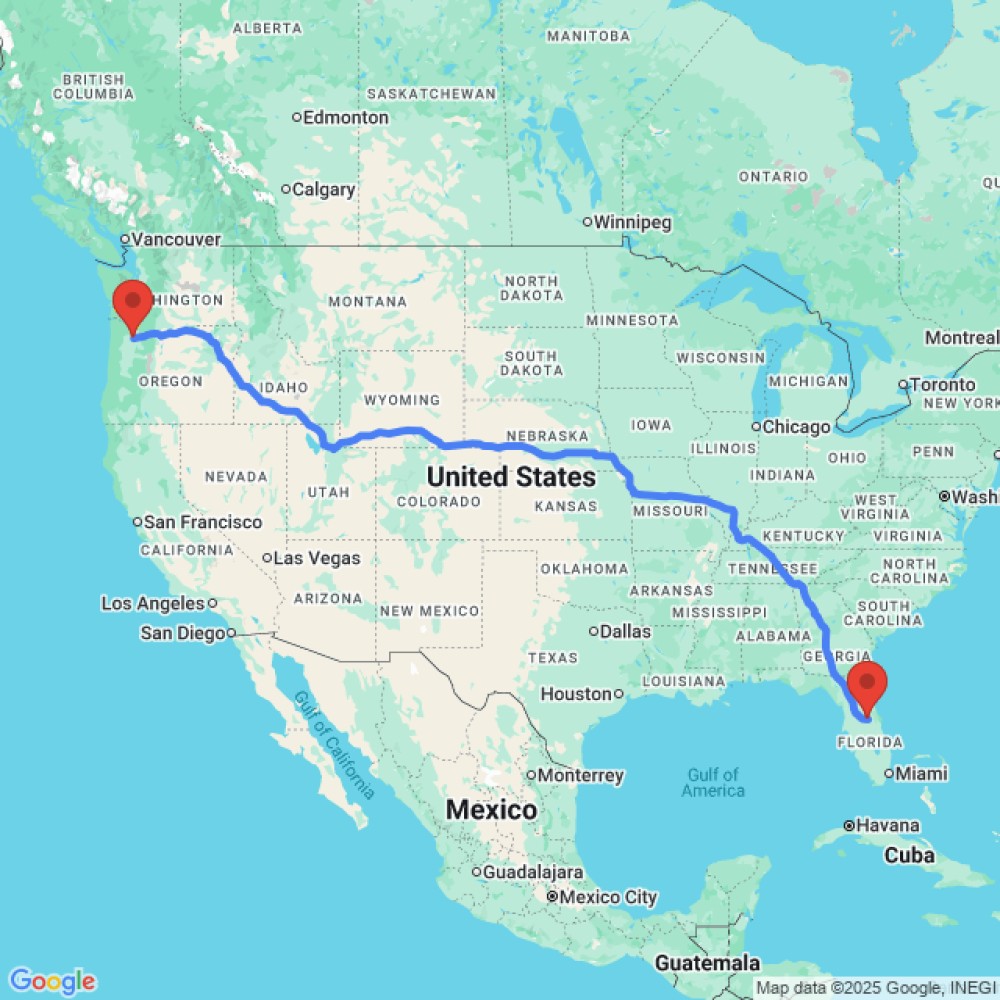 Trip between Orlando and Portland
