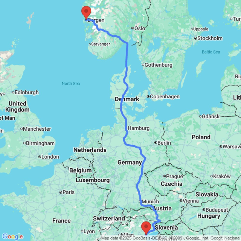Trip between Venice and Bergen