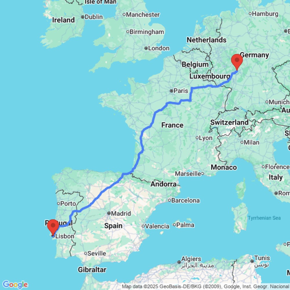 Trip between Lisbon and Frankfurt