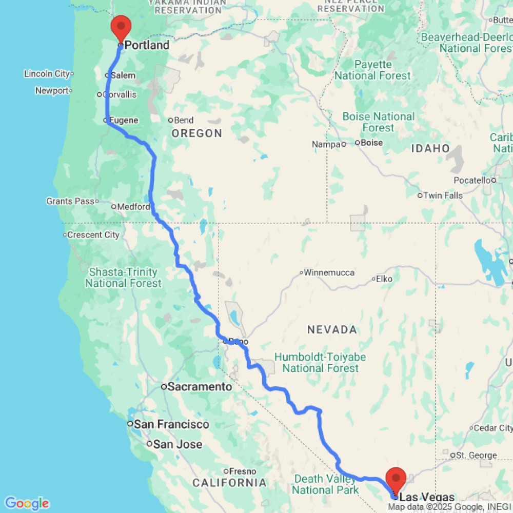 Trip between Las Vegas and Portland