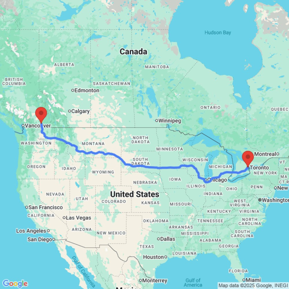 Trip between Penticton and Toronto