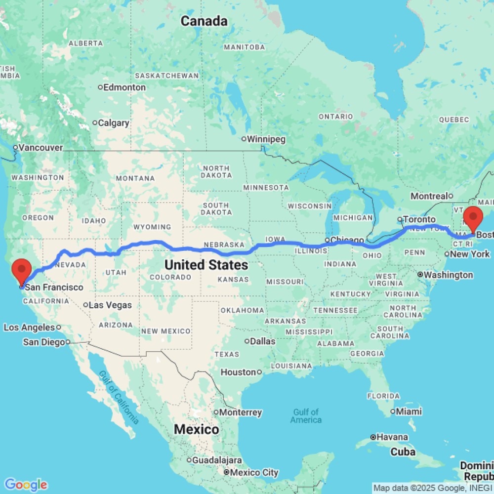 Trip between San Francisco and Boston