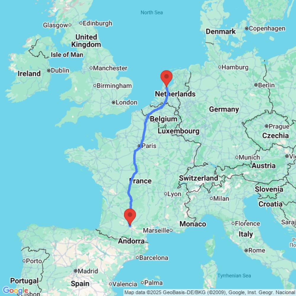 Trip between Toulouse and Amsterdam