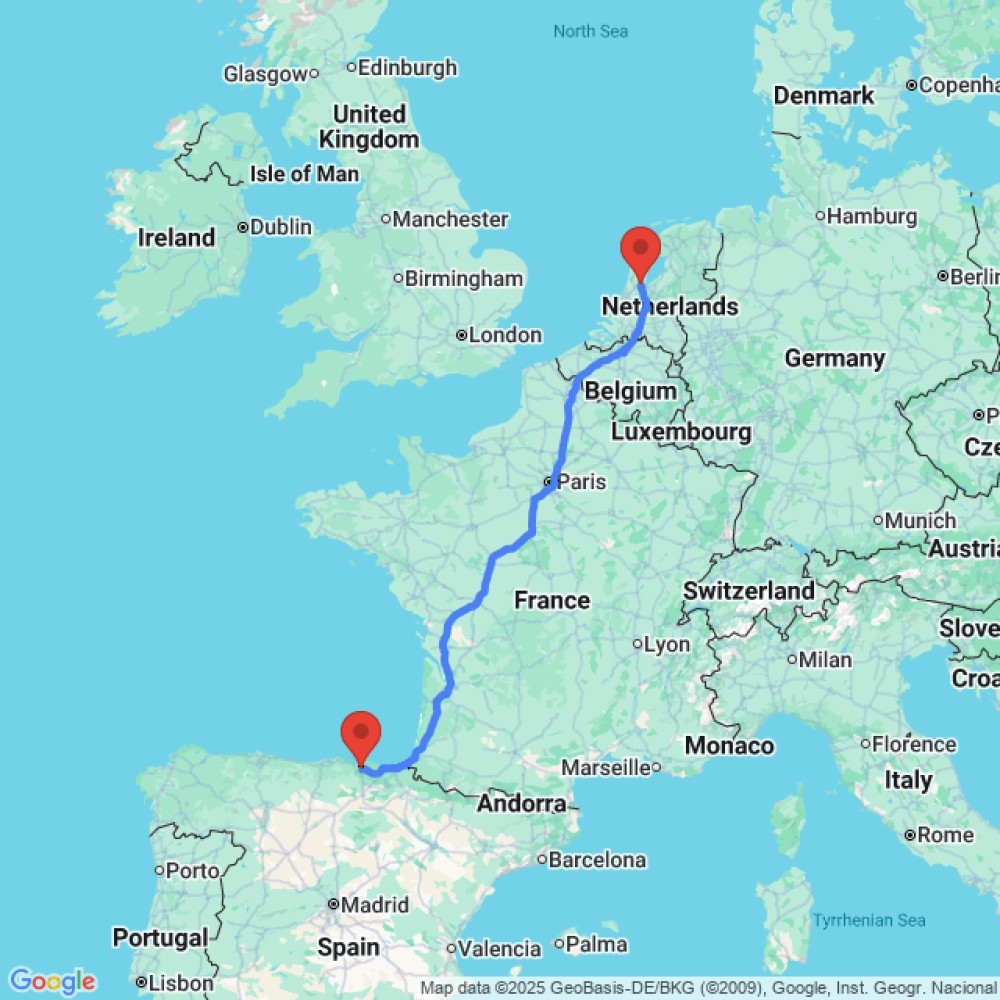 Trip between Bilbao and Amsterdam