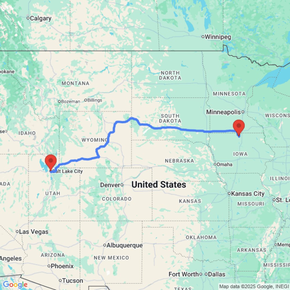 Trip between Forest City and Salt Lake City