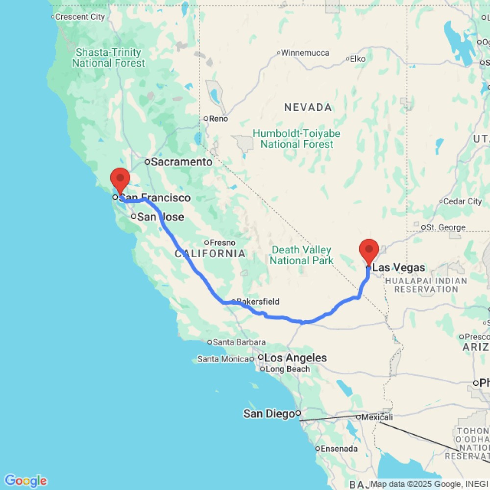 Trip between Oakland and Las Vegas