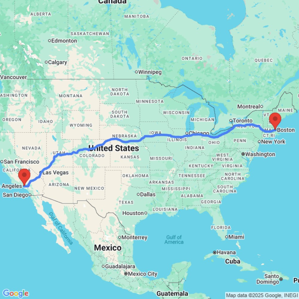 Trip between Los Angeles and Boston