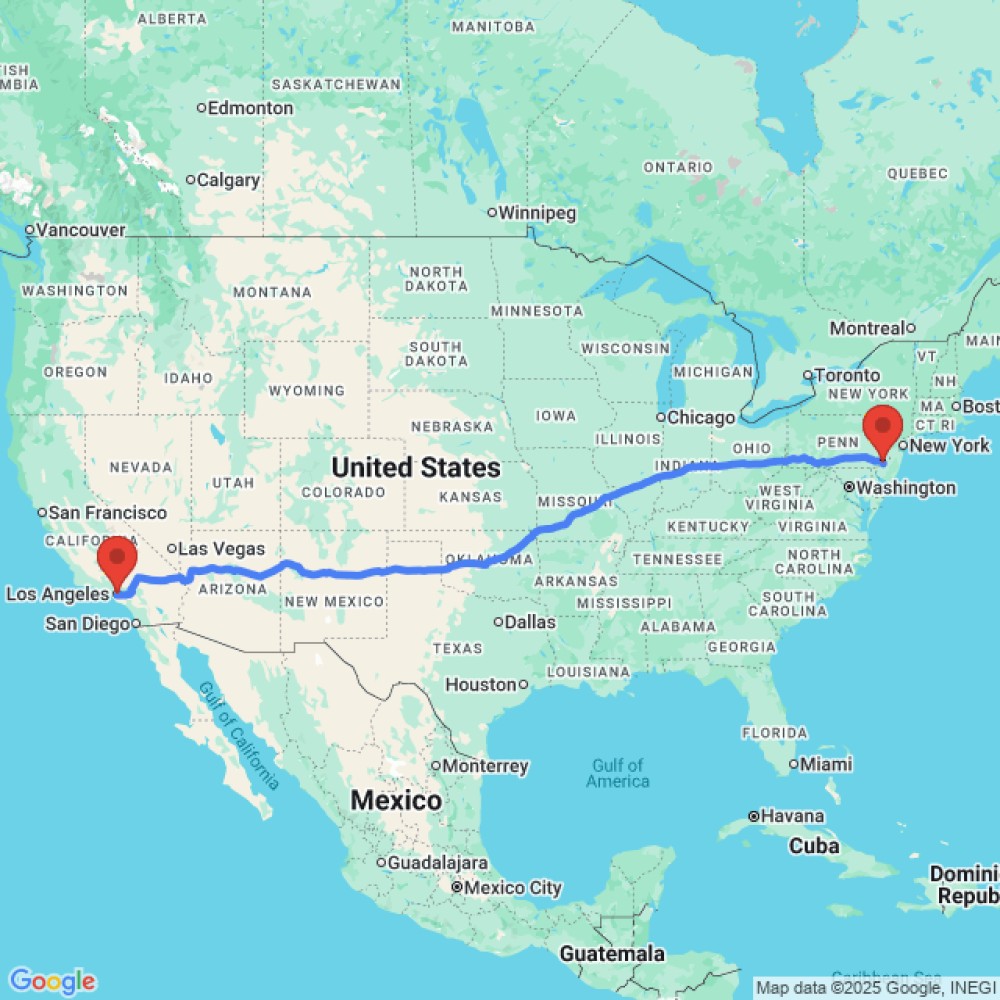 Trip between Los Angeles and Philadelphia