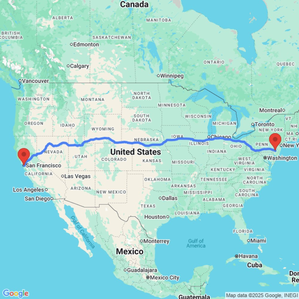 Trip between San Francisco and Philadelphia