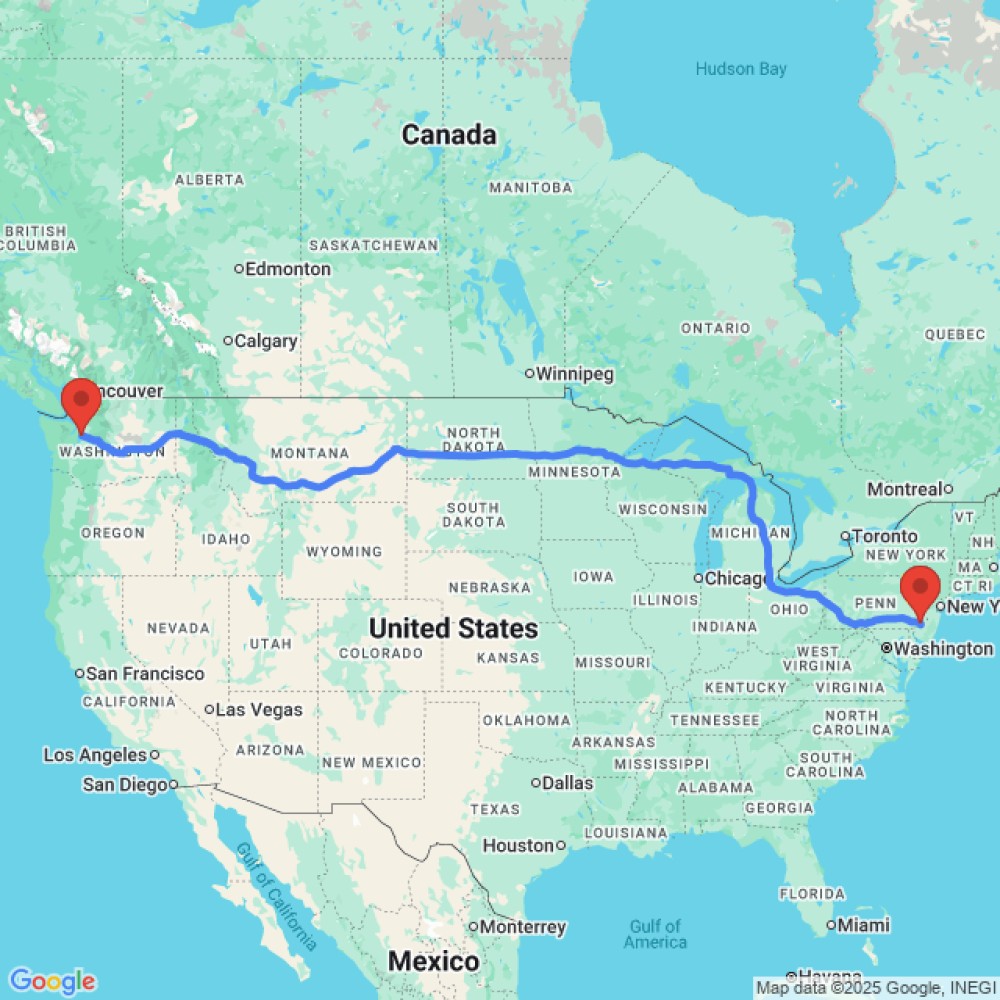 Trip between Seattle and Philadelphia