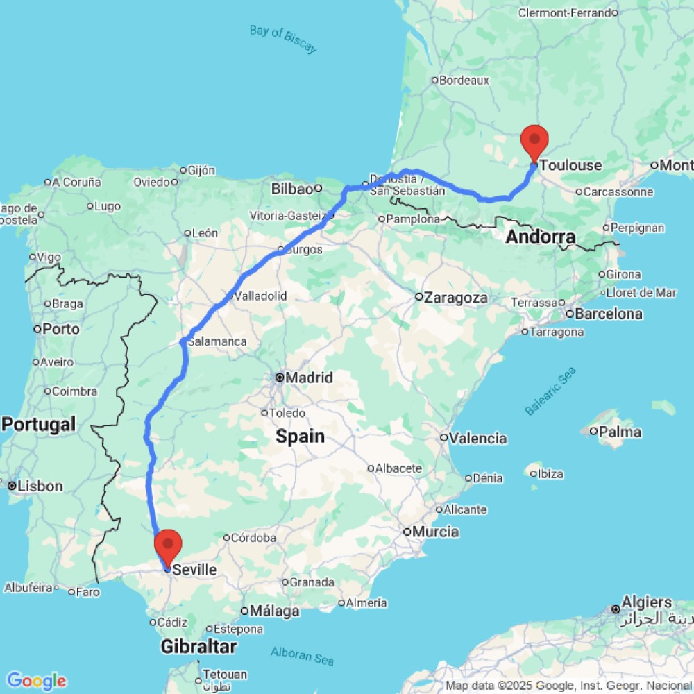 Trip between Toulouse and Seville