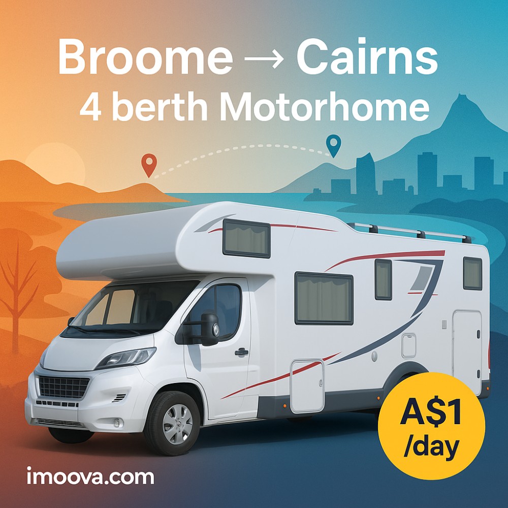 4 berth Motorhome available for relocation from Broome to Cairns