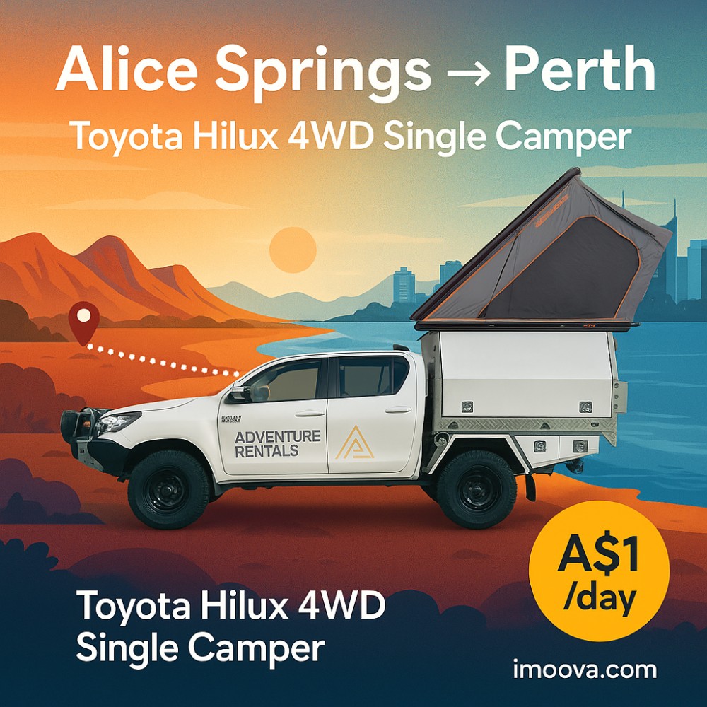 Toyota Hilux 4WD Single Camper available for relocation from Alice Springs to Perth