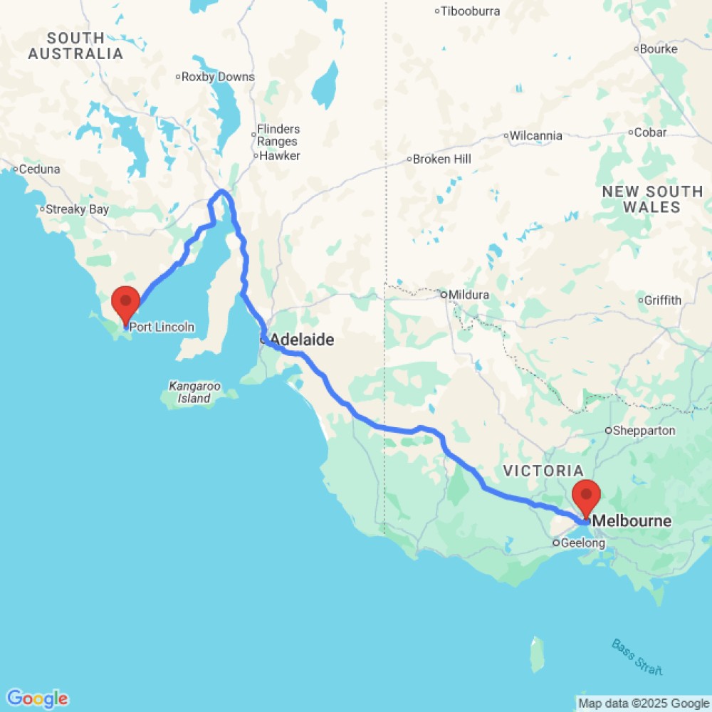Trip between Melbourne and Port Lincoln