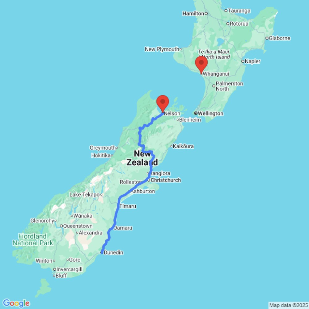 Trip between Nelson and Dunedin