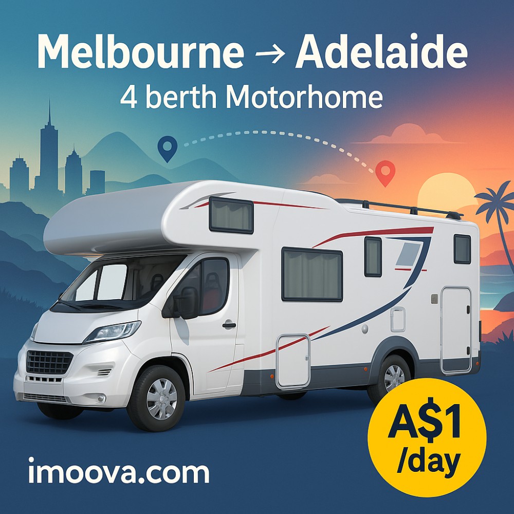4 berth Motorhome available for relocation from Melbourne to Adelaide
