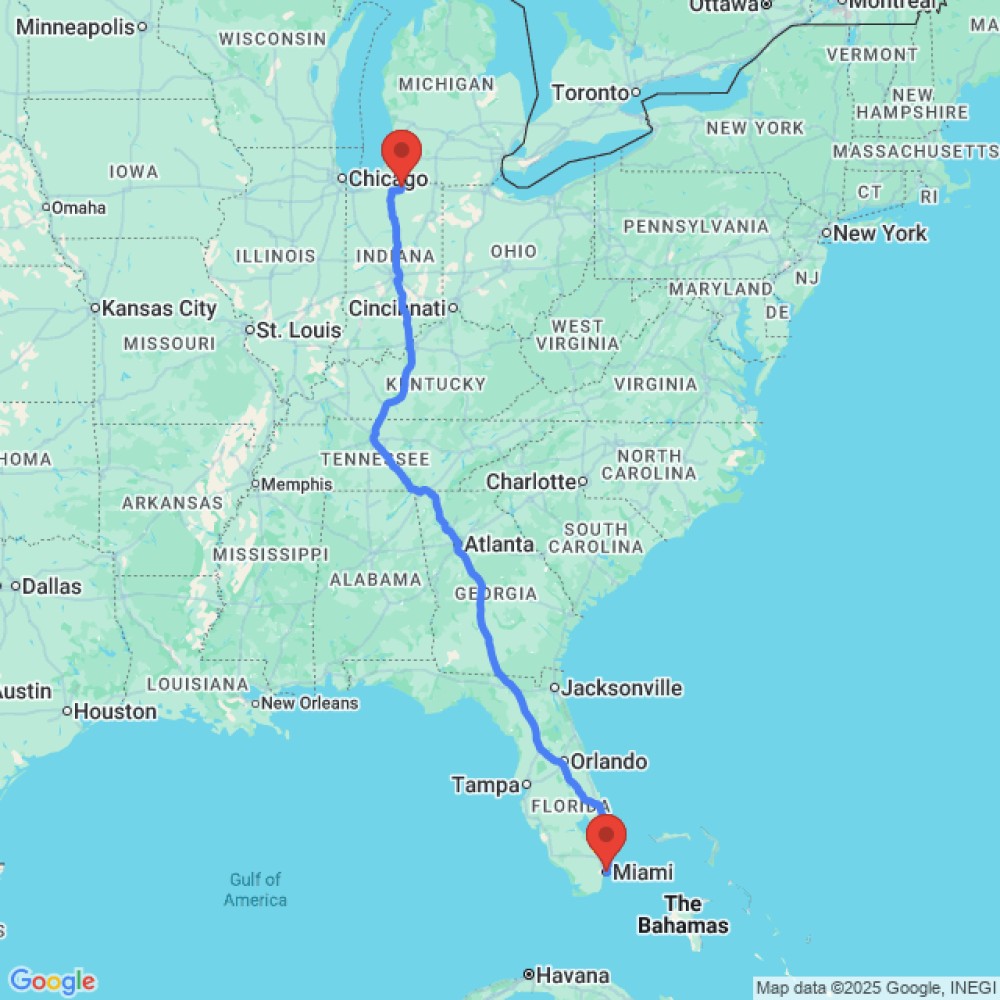 Trip between Elkhart and Miami