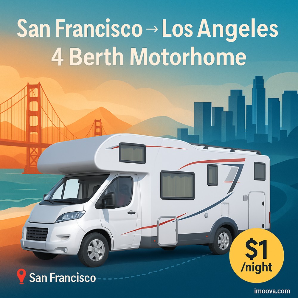 4 Berth Motorhome available for relocation from San Francisco to Los Angeles