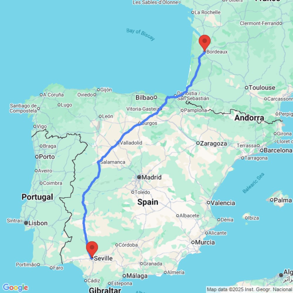 Trip between Bordeaux and Seville