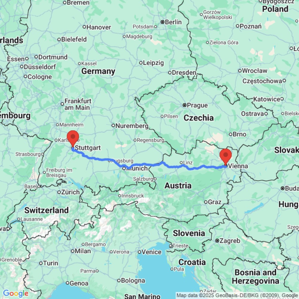 Trip between Vienna and Stuttgart