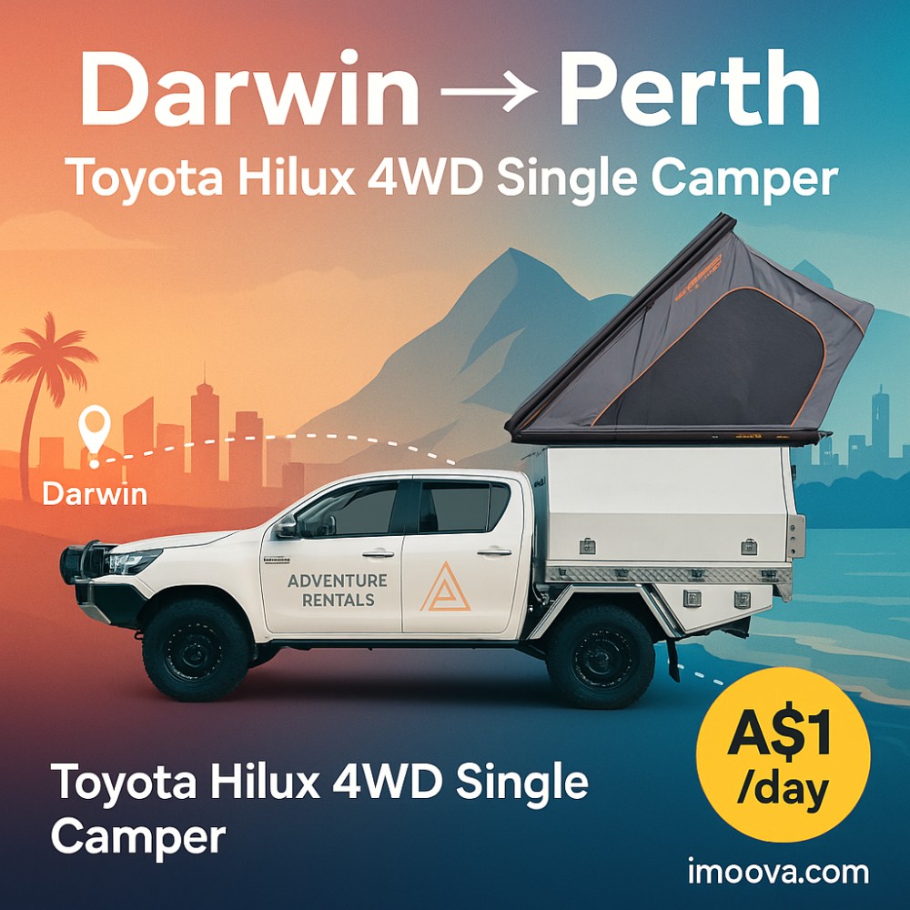 Toyota Hilux 4WD Single Camper available for relocation from Darwin to Perth