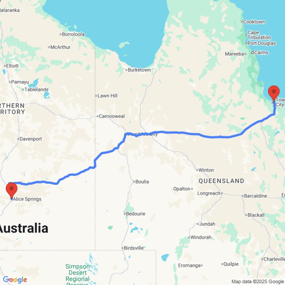 Trip between Alice Springs and Townsville