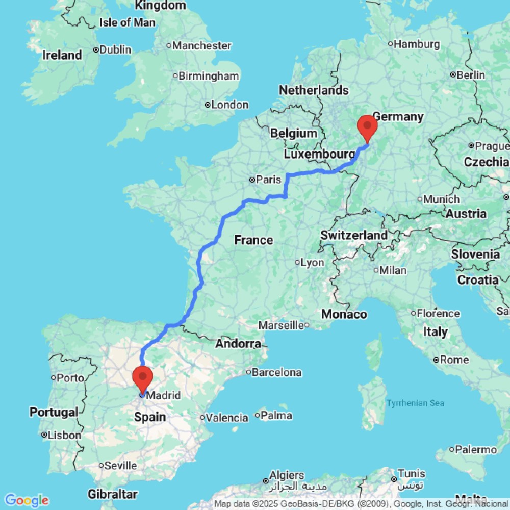 Trip between Frankfurt and Madrid