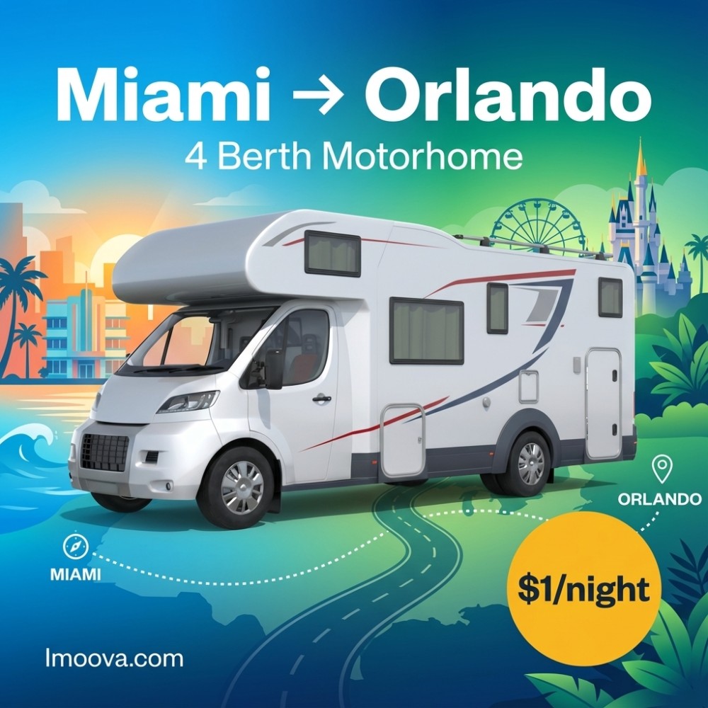 4 Berth Motorhome available for relocation from Miami to Orlando