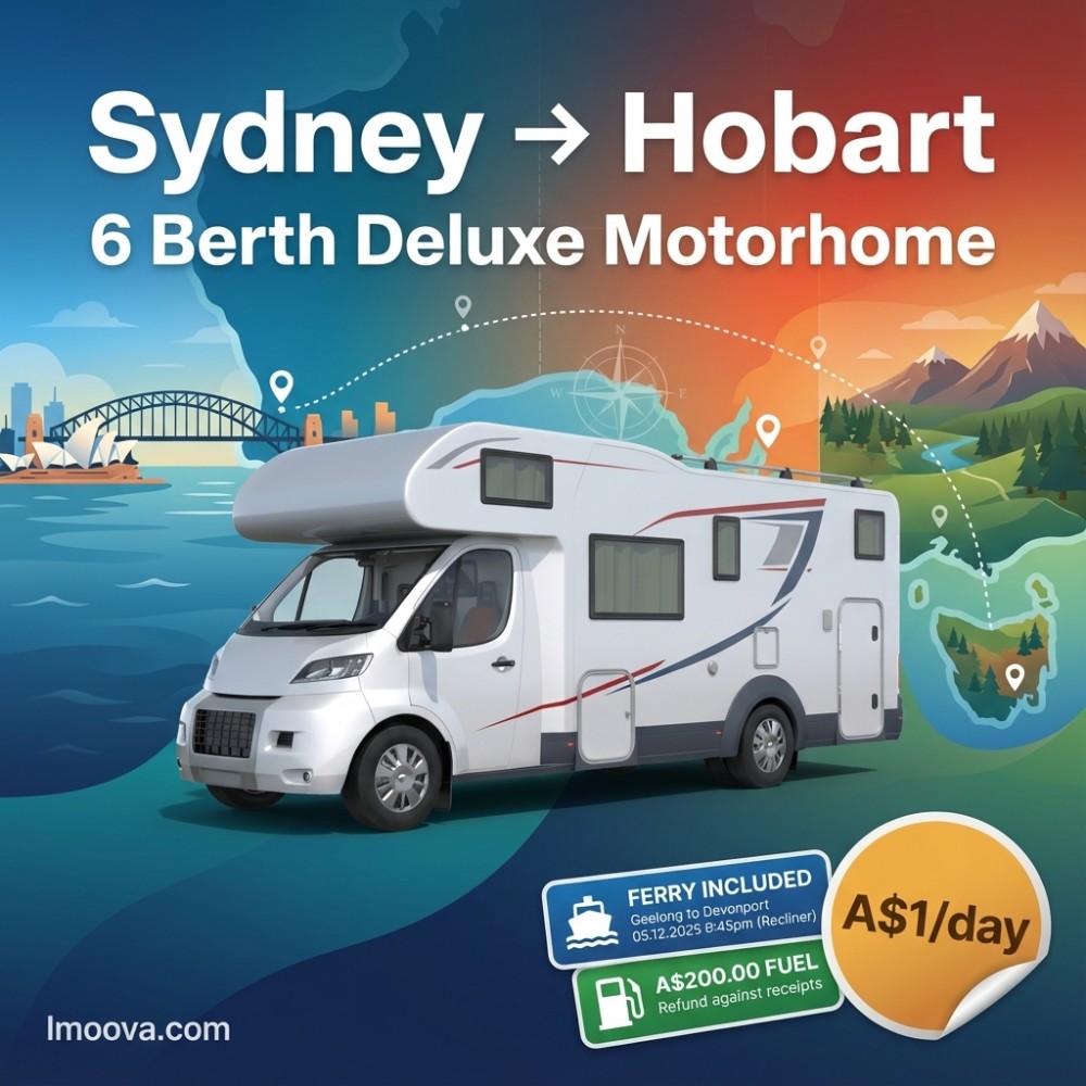 6 Berth Deluxe Motorhome available for relocation from Sydney to Hobart