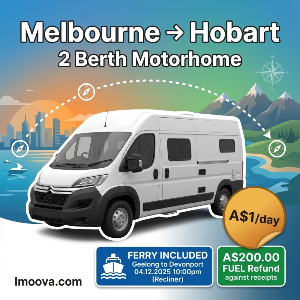 2 Berth Motorhome available for relocation from Melbourne to Hobart