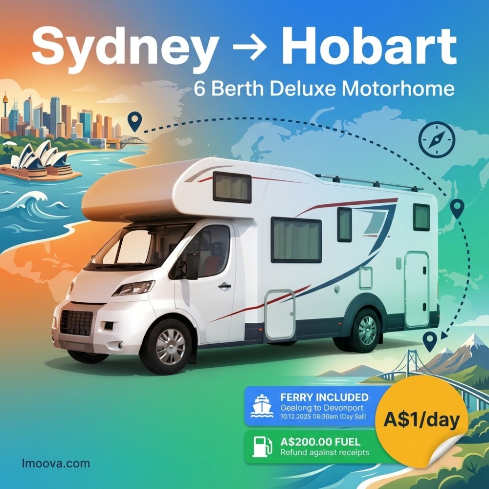 6 Berth Deluxe Motorhome available for relocation from Sydney to Hobart