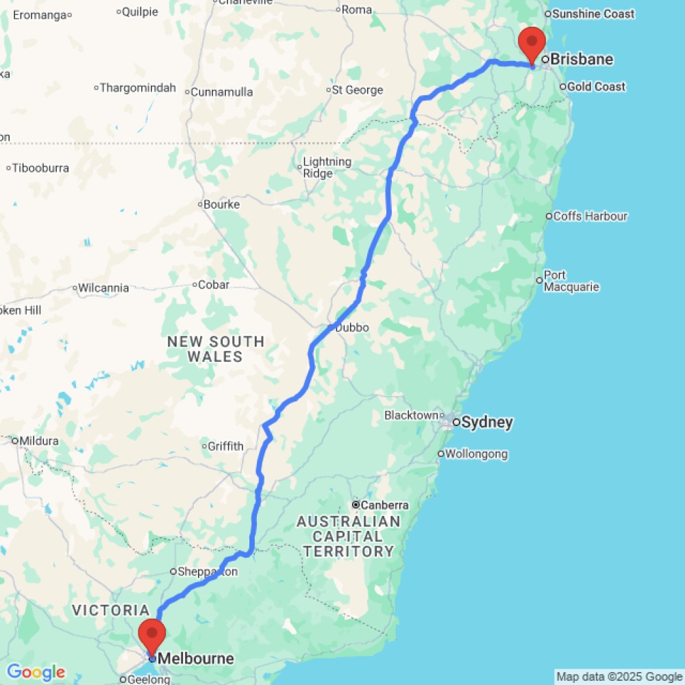 Trip between Ipswich and Melbourne