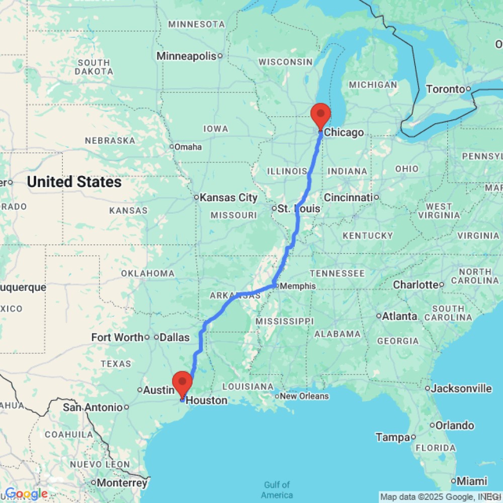 Trip between Houston and Chicago