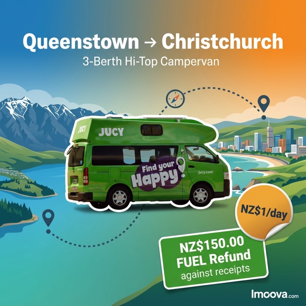 3-Berth Hi-Top Campervan available for relocation from Queenstown to Christchurch