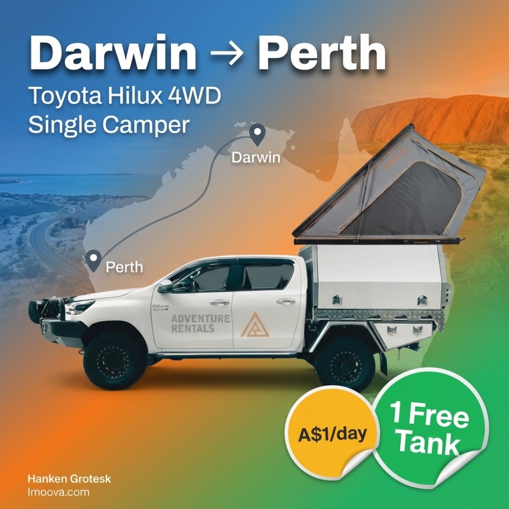 Toyota Hilux 4WD Single Camper available for relocation from Darwin to Perth
