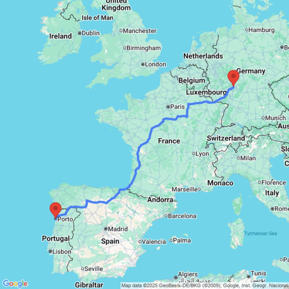 Trip between Frankfurt and Porto