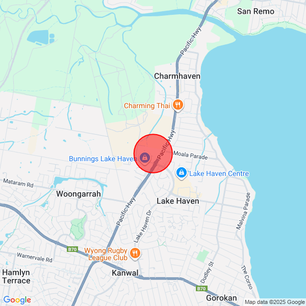 Map of pickup location at Charmhaven