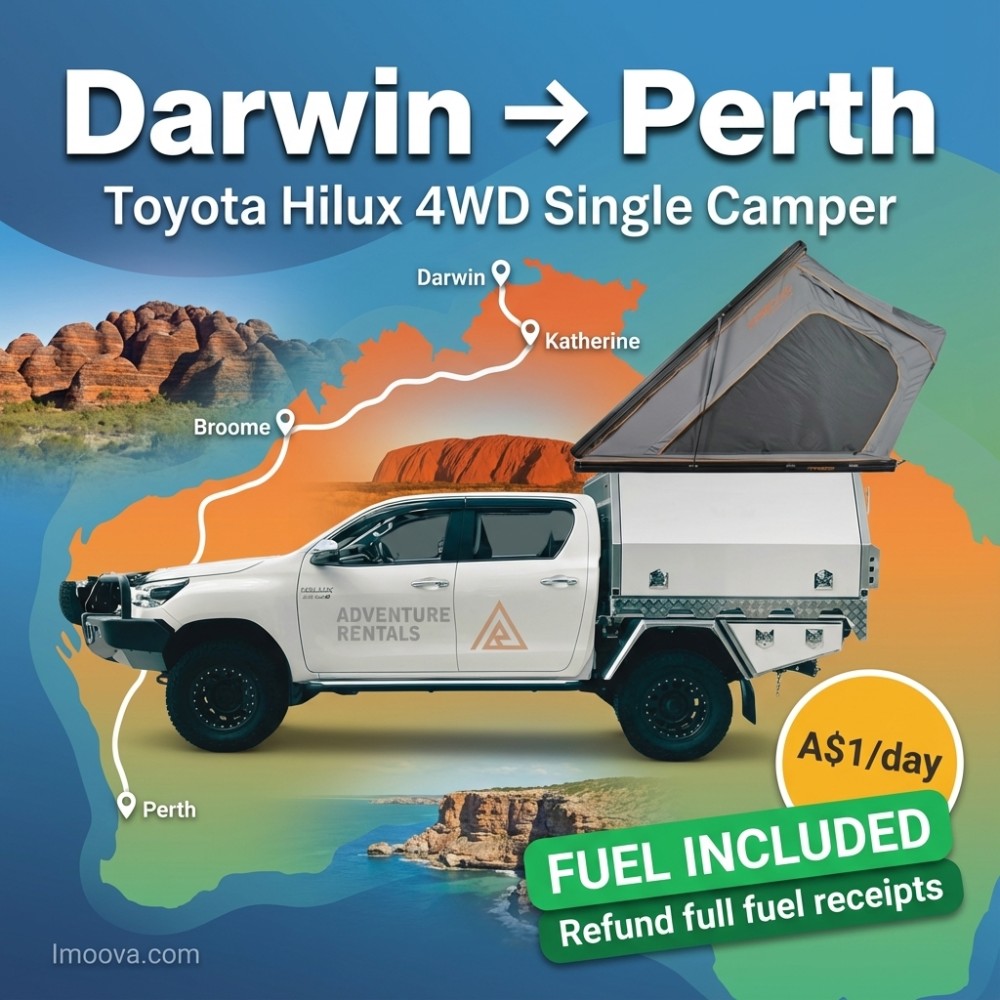 Toyota Hilux 4WD Single Camper available for relocation from Darwin to Perth