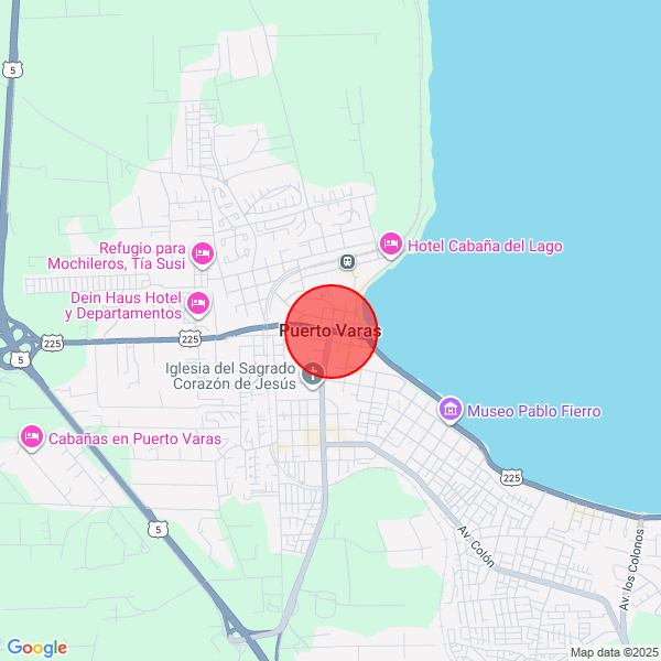 Map of pickup location at Punta Varas