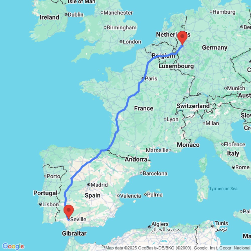 Trip between Seville and Dusseldorf