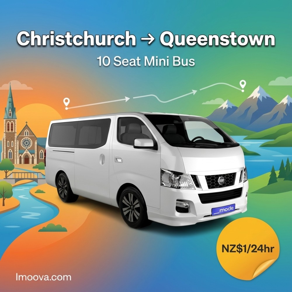 10 Seat Mini Bus - Christchurch to Queenstown