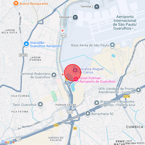 Map of pickup location at São Paulo