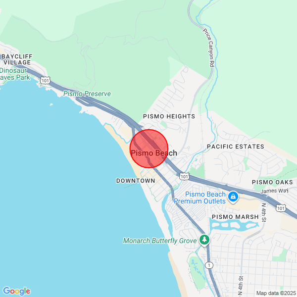 Map of pickup location at Pismo Beach Automotive