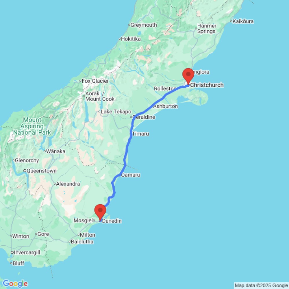 Trip between Dunedin and Christchurch