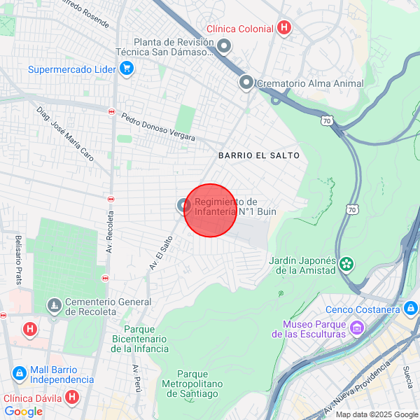 Map of pickup location at Santiago