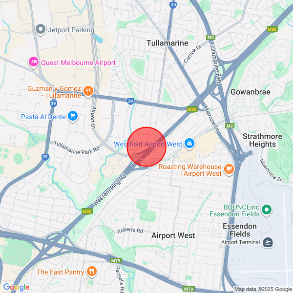 Map of pickup location at Melbourne