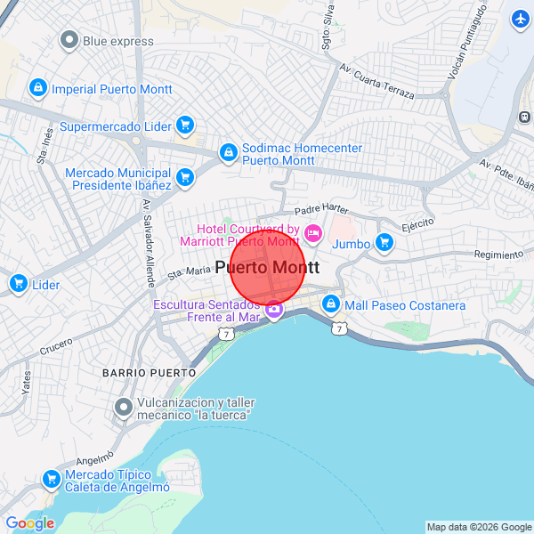 Map of pickup location at Puerto Montt