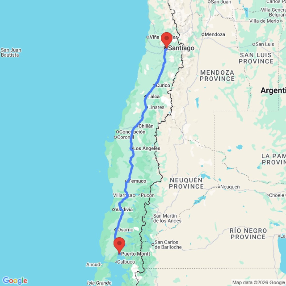 Trip between Puerto Montt and Santiago