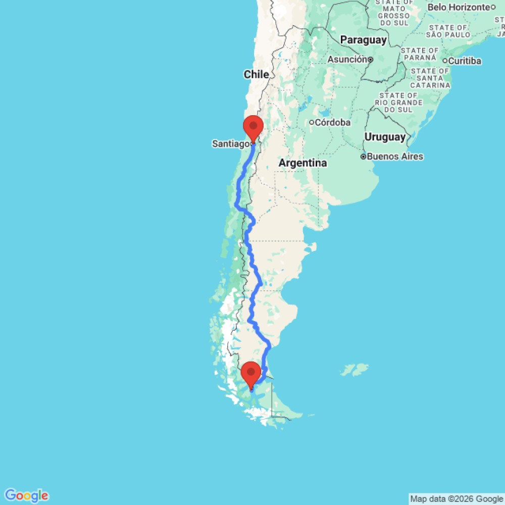Trip between Santiago and Punta Arenas
